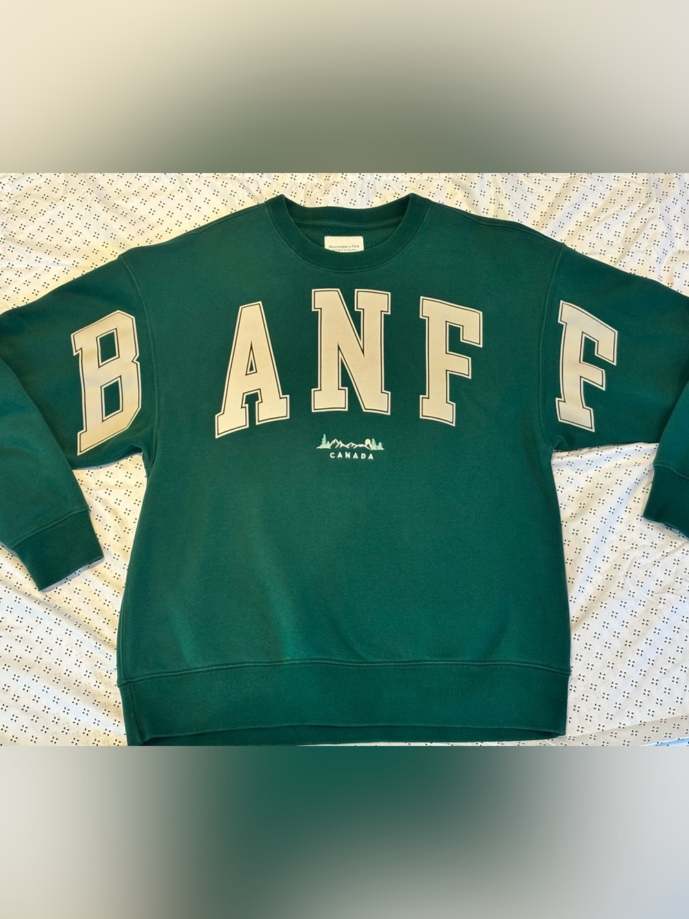 Abercrombie & Fitch Green Crewneck Sweater with Cream Lettering
